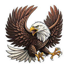 Obraz premium Flying Bald Eagle Mascot Vector – Aggressive Bird Clipart Design
