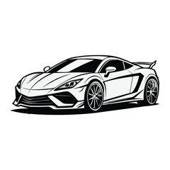 Modern Sports Car Vector &ndash; Sleek Supercar Outline Illustration

