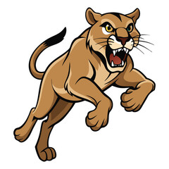Fototapeta premium Aggressive Cougar Mascot Vector – Wild Mountain Lion Clipart Illustration