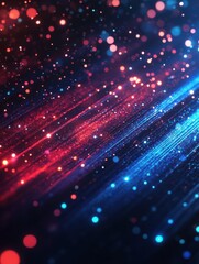 Fototapeta premium Abstract red and blue light streaks with bright dots creating a dynamic space effect