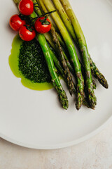 authentic fresh summer greenery on beige background