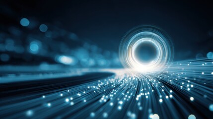 Fiber Optic Cable with Light Transmission, Symbolizing High-Speed Data Transfer