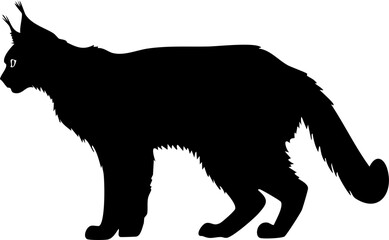 Obraz premium Lynx Silhouette – Wild Cat Vector Illustration with Pointed Ears and Tufts