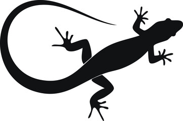Lizard Silhouette &ndash; Reptile Vector Illustration with Long Tail and Claws