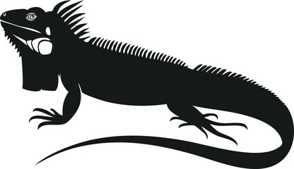 Fototapeta premium Iguana Silhouette – Tropical Reptile Vector Illustration with Spiny Crest