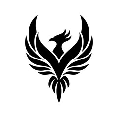 Fototapeta premium Majestic phoenix silhouette with spread wings, symbolizing rebirth and transformation.