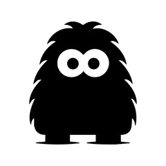 Obraz premium Cute vector icon of a fluffy yeti monster with large eyes and round shape.