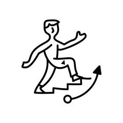 Illustration of man climbing stairs vector illustration for business growth and career success concept graphic design element vector