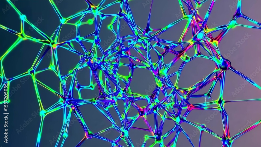 Poster complex network of interconnected neurons firing and glowing, symbolizing artificial intelligence, m