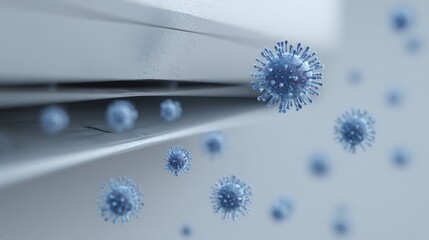 Virus particles floating near an air conditioning vent