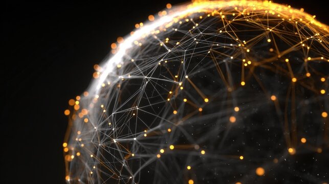 Glowing Network Sphere with Interconnected Nodes - Powered by Adobe