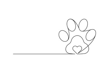 Dog Paw One Line Minimalist Vector Outline Illustration