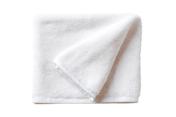 Folded white cotton hand towel isolated on transparent background