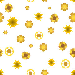 Seamless golden flowers on white background