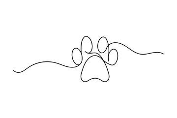 Dog Paw One Line Minimalist Vector Outline Illustration