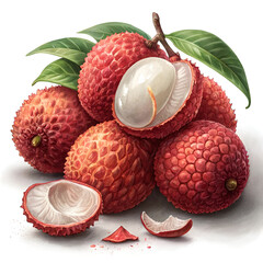 lychee with leaves