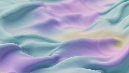 Obraz premium Flowing satin fabric creates smooth, elegant waves in soft pastel hues, offering a dreamy backdrop ideal for backgrounds, presentations, websites, and various graphic designs