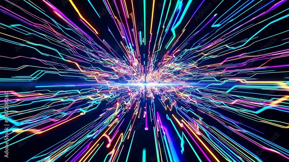 Aufkleber colorful streaks of light converging at warp speed create a vibrant, dynamic visual effect, transpor