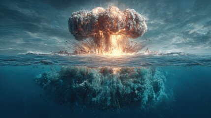 Underwater Nuclear Explosion Dramatic Ocean Blast Impact Destruction Scene