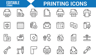 Vector Icons for Printing and Office Activities in Editable Format