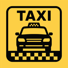 Vector icon of taxi car with checker grille.
