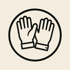 Obraz premium Vector icon of gloves inside circular emblem badge.