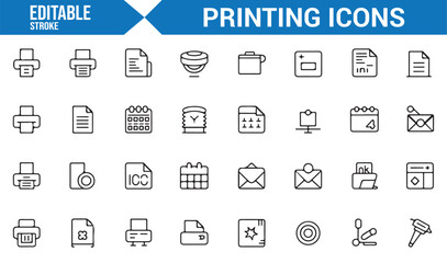 Set of Business and Printing Icons for Digital and Print Media