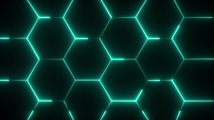 animated background with turbulent hexagon tiles and background light, abstract wallpaper. Abstract Colorful Glowing Neon Electric hexagon  animation. abstract background cyan hexagon technology. - Powered by Adobe