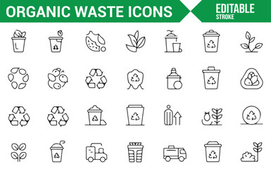 Set of Icons for Recycling, Organic Waste, and Eco-Friendly Solutions