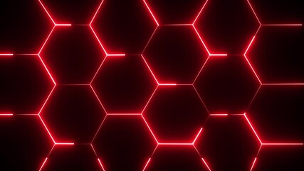 animated background with turbulent hexagon tiles and background light, abstract wallpaper. Abstract Colorful Glowing Neon Electric hexagon animation. abstract background red hexagon technology. - Powered by Adobe