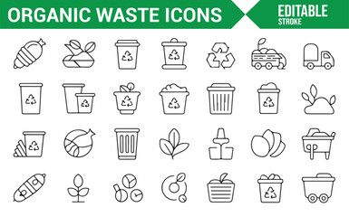 Vector Icons of Organic Waste, Recycling, and Sustainable Practices