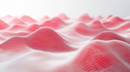 Abstract Wavy Surface with Pink and White Mesh Texture