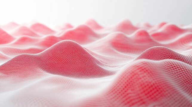 Abstract Wavy Surface with Pink and White Mesh Texture - Powered by Adobe