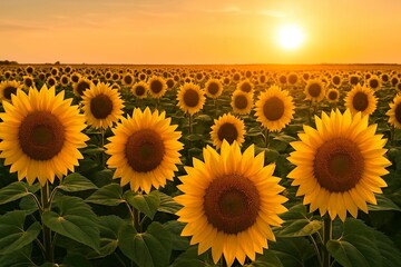 Sunflower Field at Sunset