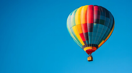 Fototapeta premium Vibrant hot air balloon floating in clear blue sky