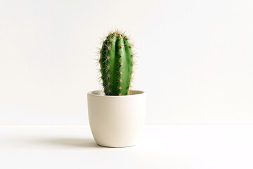 Minimalist Cactus in White Pot