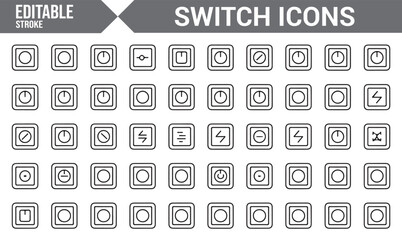 Vector Icons of Various Power and Control Buttons for Settings