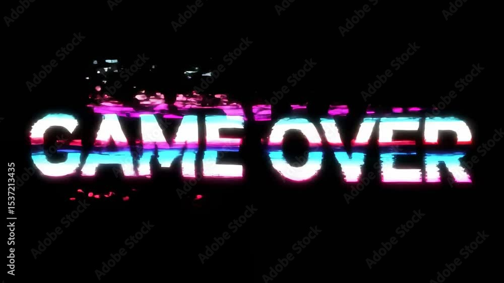 Poster glitching game over screen retro video animation
