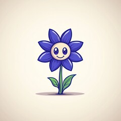 Cute cartoon flower with a happy face.  Simple illustration