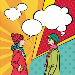 cartoon illustration of a couple