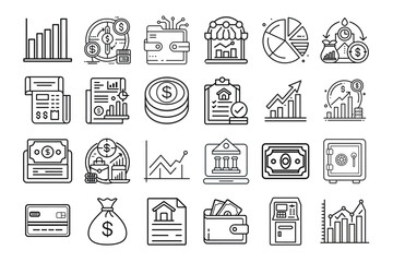 Outline Business Icons – Vector Illustration Set
