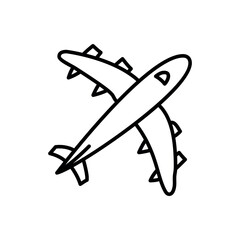 Illustration of airplane outline vector illustration for travel design and aviation themed creative projects design element vector
