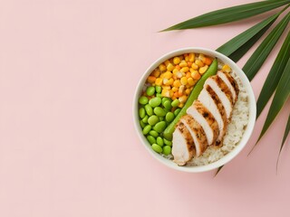 Grilled Chicken Rice Bowl Edamame Corn Sweet Pepper