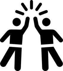 High five teamwork success icon. Silhouette style.