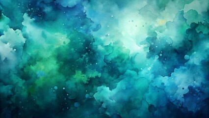 Obraz premium Dark blue-green abstract watercolor background.