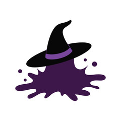 Fototapeta premium witch hat emerging from paint splash vector