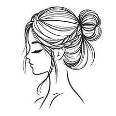 Elegant Woman Silhouette A Hairstyle Illustration of Grace and Beauty
