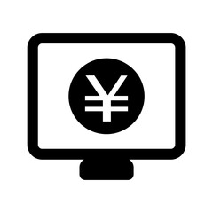 Obraz premium デスクトップパソコンに表示された円マークのアイコン