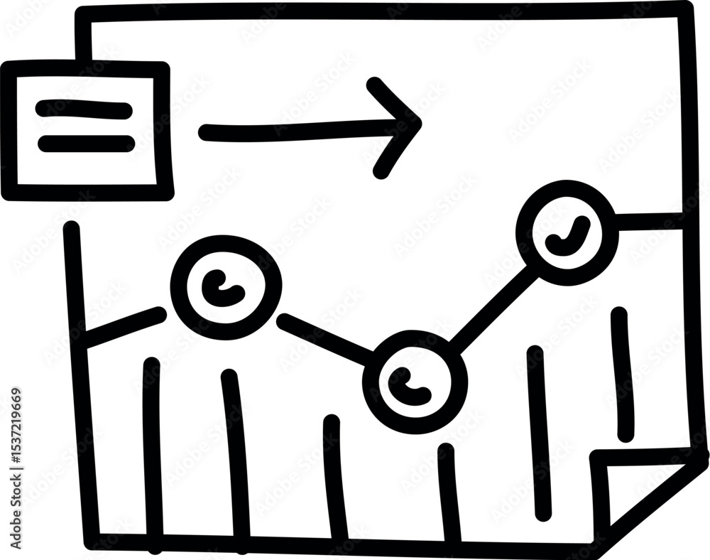 Aufkleber illustration of business report chart analysis diagram with arrow and graph for data presentation an