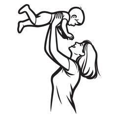 Mother and Child Joyful Moment Vector Illustration of Love